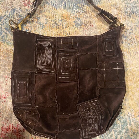 Coach Shoulder Bag 10409 - Suede Leather Mosaic Patchwork Duffle - Picture 3 of 4